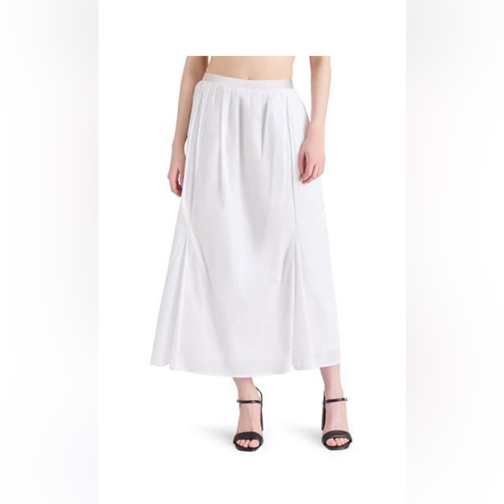 STEVE MADDEN karina elastic waist midi skirt in white- NWT Medium 100% cotton